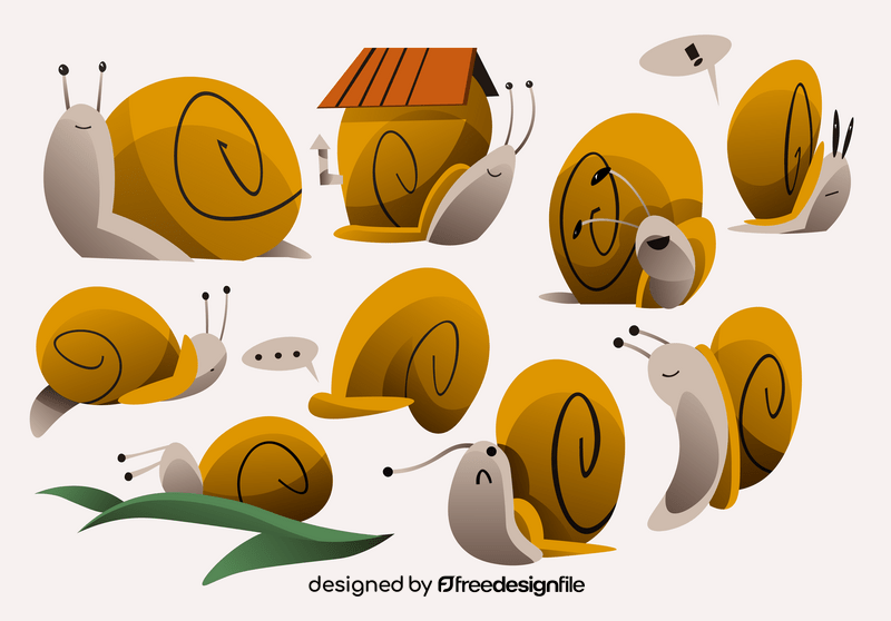 Snail cartoon set vector