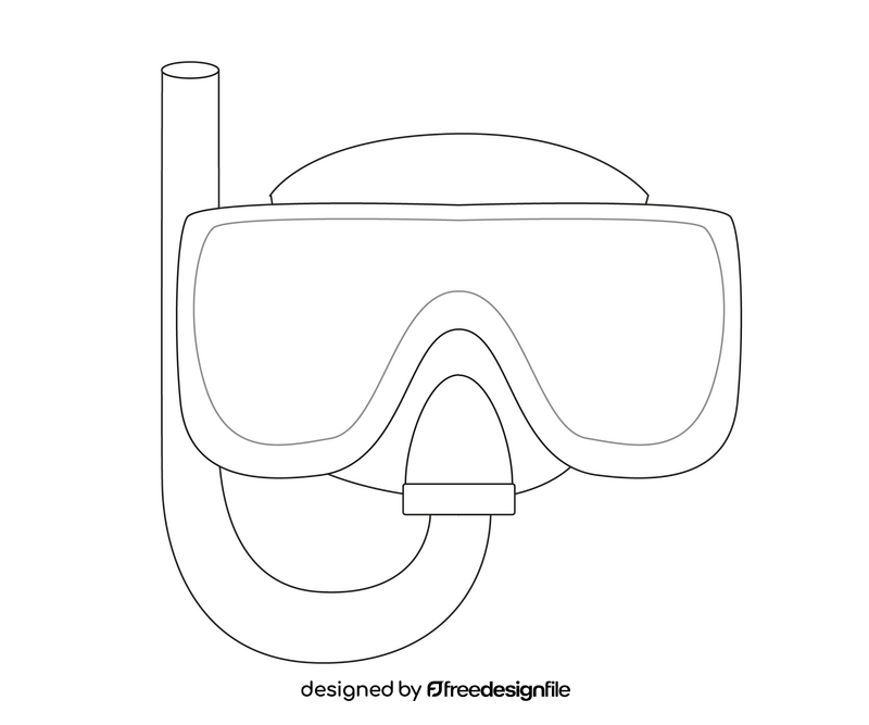 Snorkeling diving mask black and white clipart