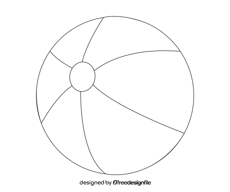 Beach ball drawing black and white clipart