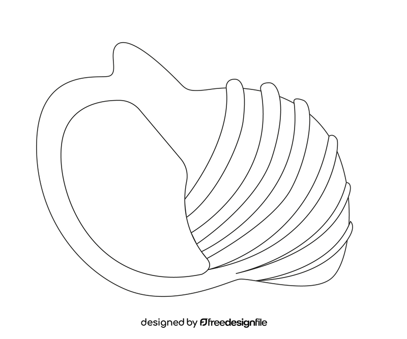 Cartoon seashell black and white clipart