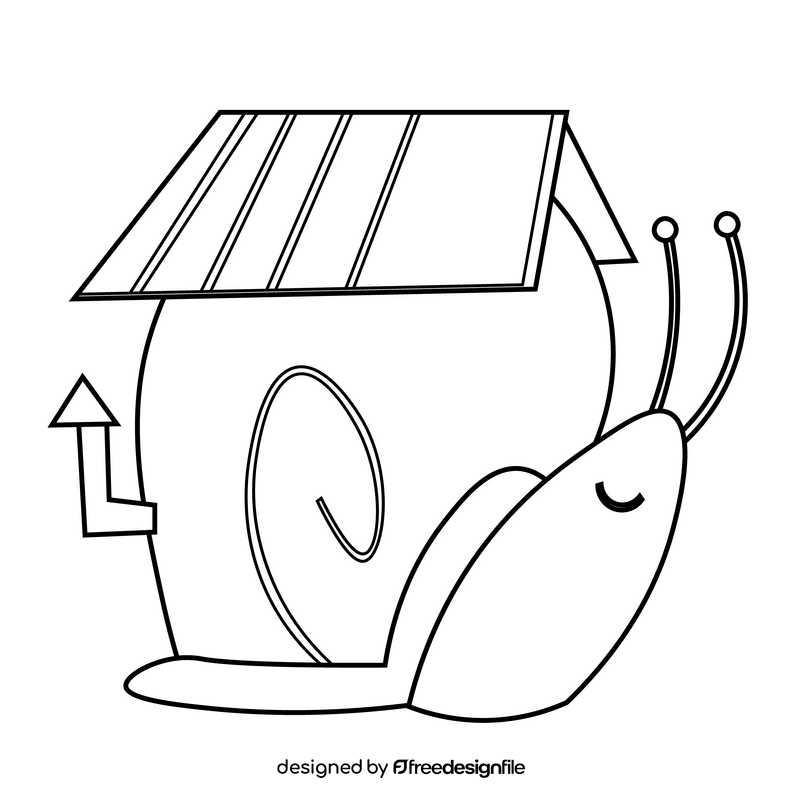 Cartoon snail house drawing black and white clipart