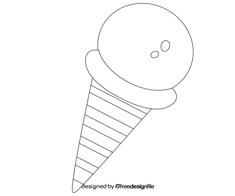 Cartoon ice cream black and white clipart