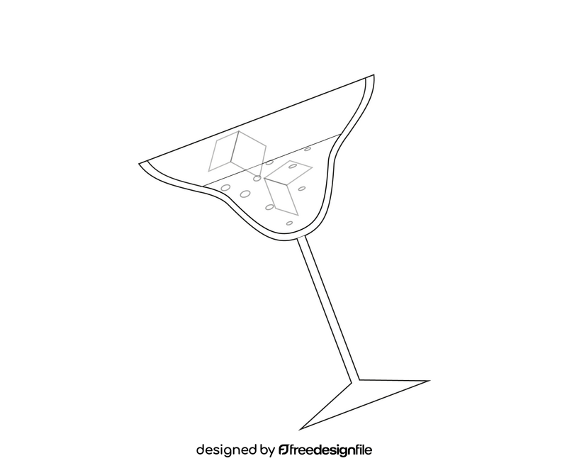 Beach martini cocktail black and white clipart