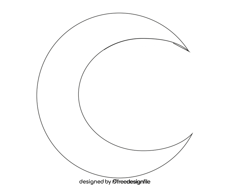 Cartoon moon black and white clipart