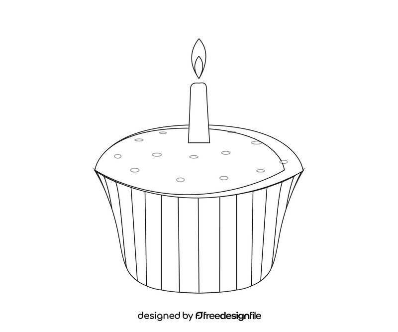 Birthday cupcake black and white clipart