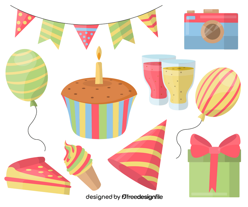 Happy birthday party elements vector