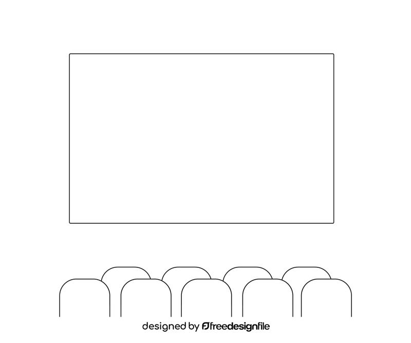 Cinema screen drawing black and white clipart