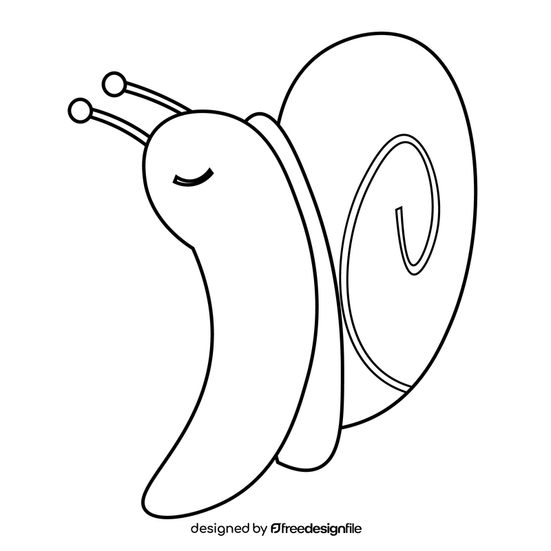 Cute snail playful drawing black and white clipart