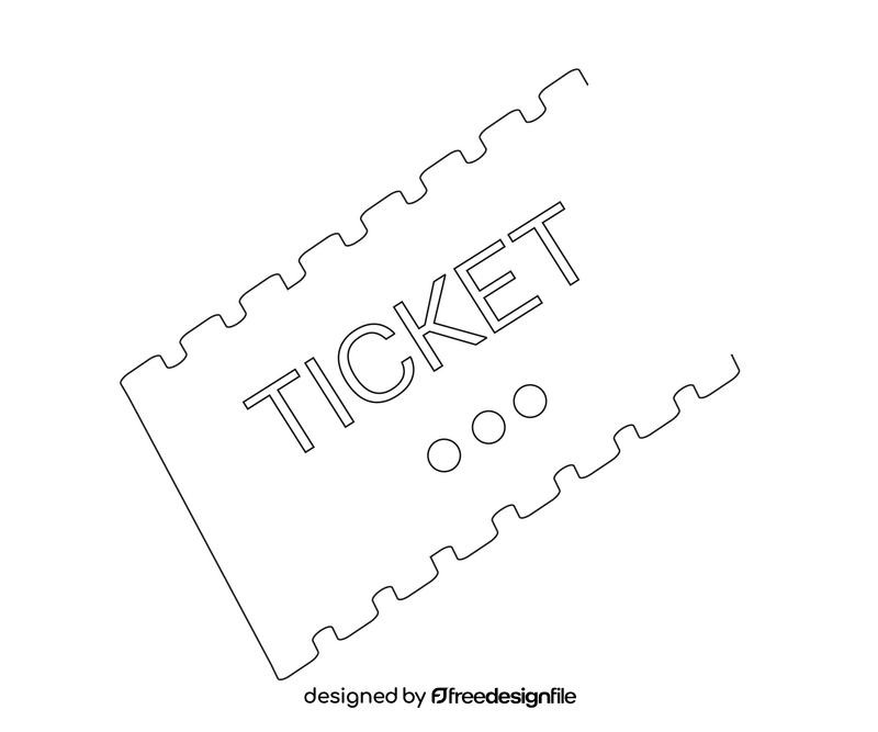 Cinema ticket cartoon black and white clipart