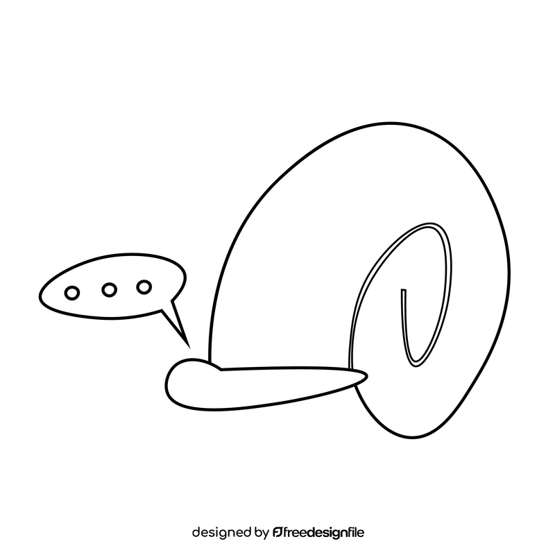 Snail hiding in shell black and white clipart