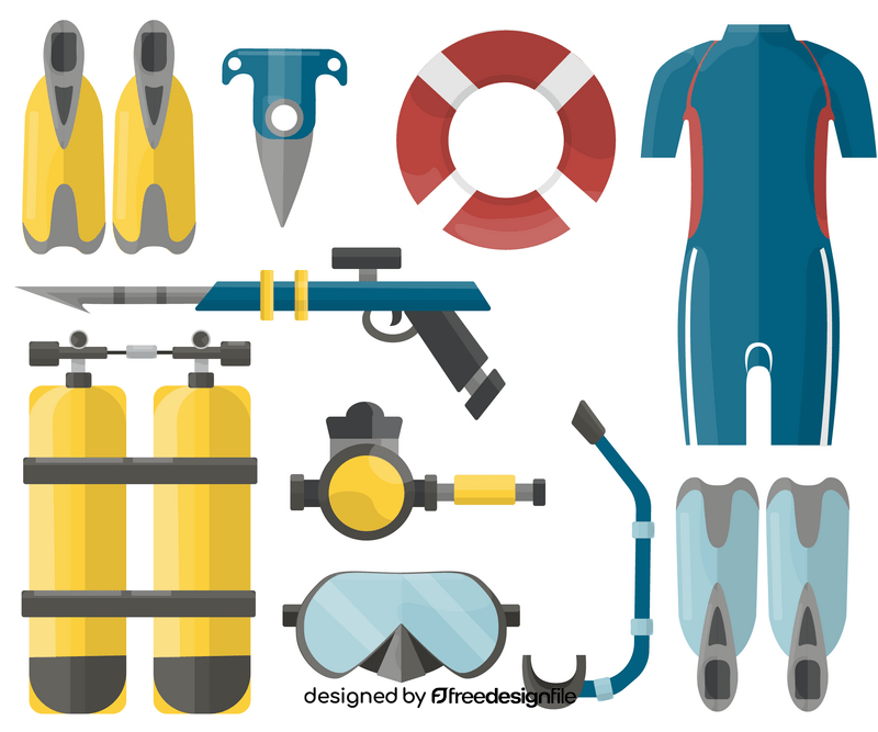 Spearfishing diving equipment vector