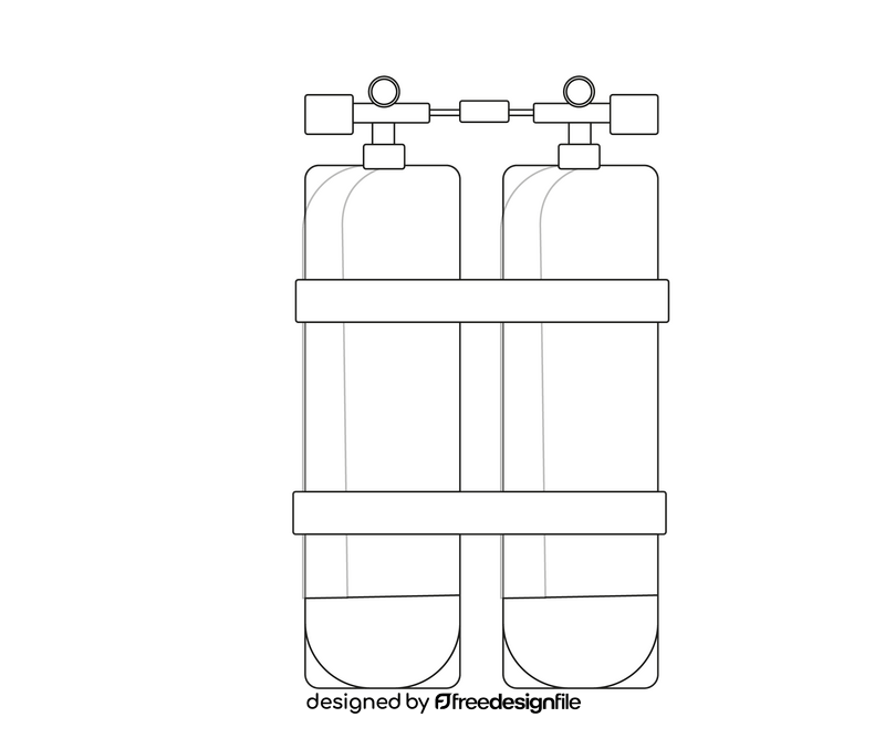 Diving oxygen tank illustration black and white clipart