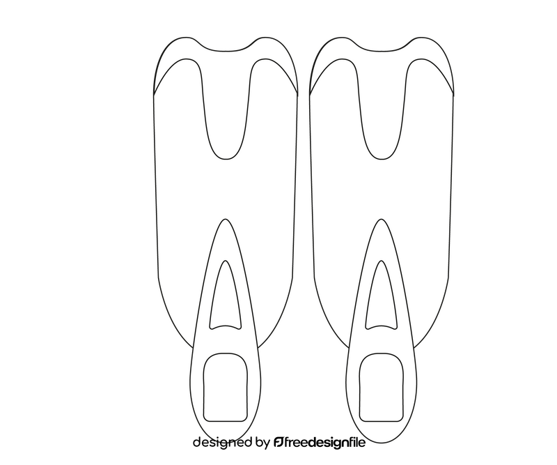 Diving flippers free black and white clipart