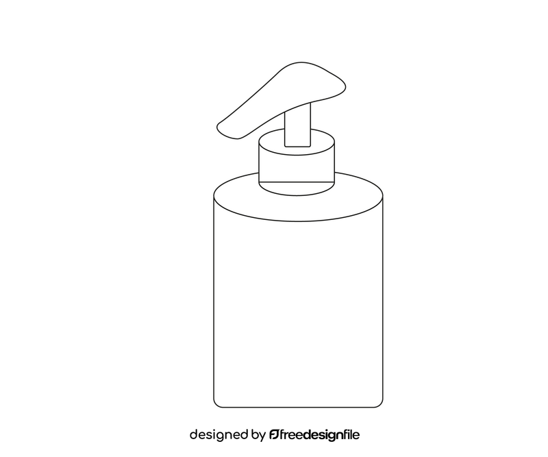 Liquid hand soap cartoon black and white clipart