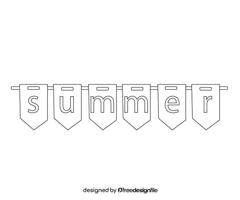 Summer garland cartoon black and white clipart