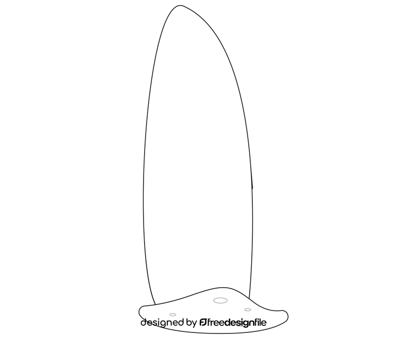 Surfboard cartoon black and white clipart