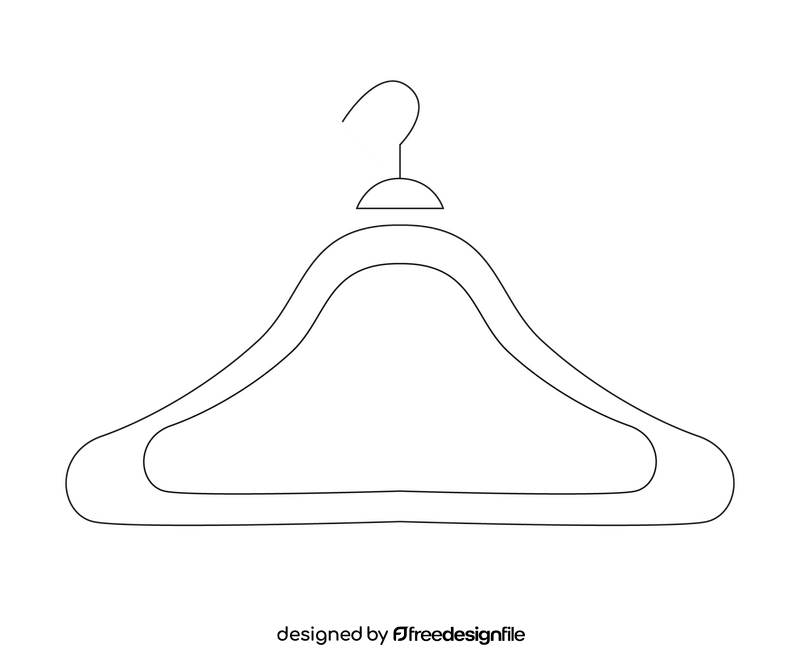 Cartoon clothes hanger black and white clipart