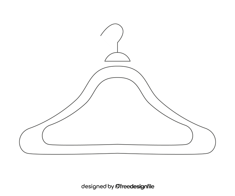 Cartoon clothes hanger black and white clipart