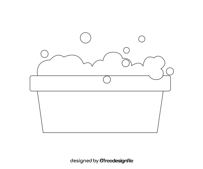 Plastic wash basin illustration black and white clipart