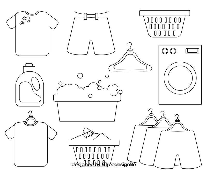 Laundry set black and white vector