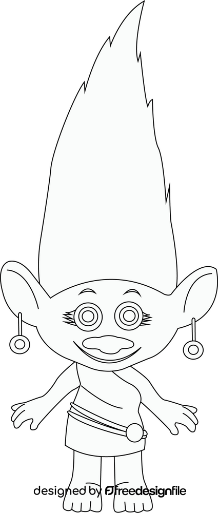 Trolls cartoon black and white clipart