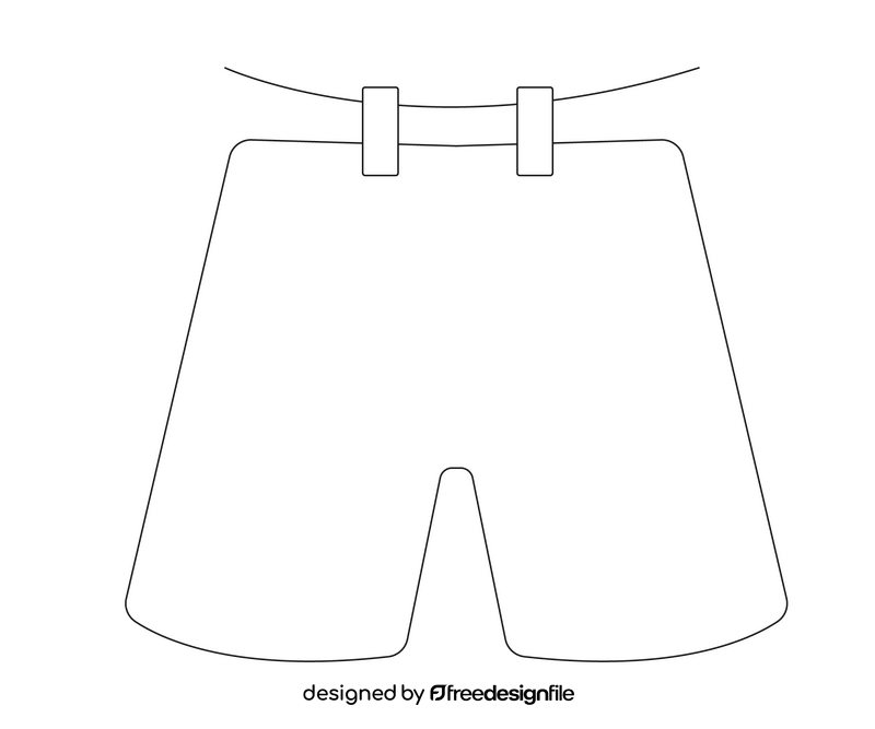 Hanging shorts drawing black and white clipart