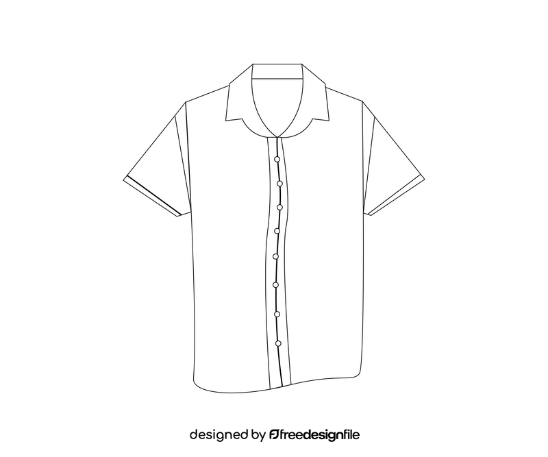 Short sleeve shirt black and white clipart