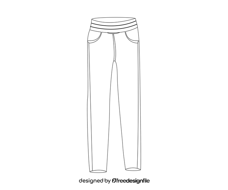Men jeans free black and white clipart