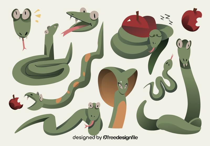Snake cartoon set vector