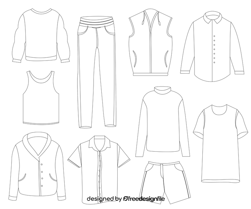 Men clothes black and white vector