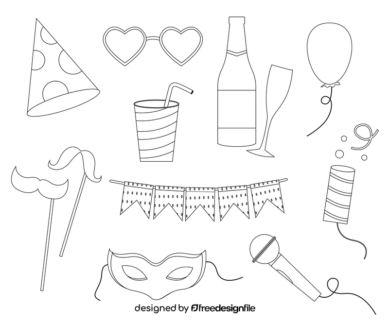 Party elements black and white vector free download