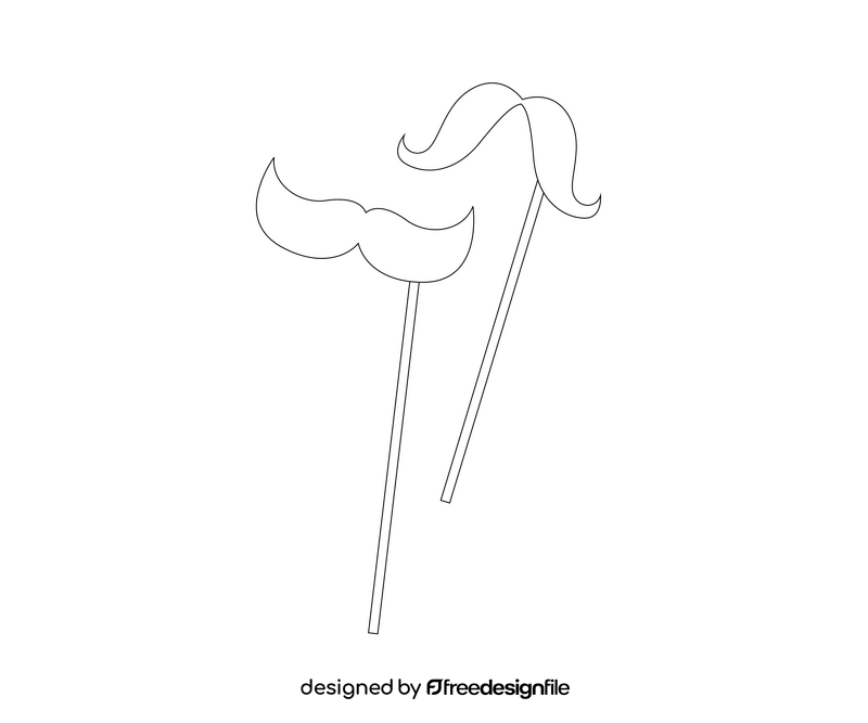 Mustache party illustration black and white clipart