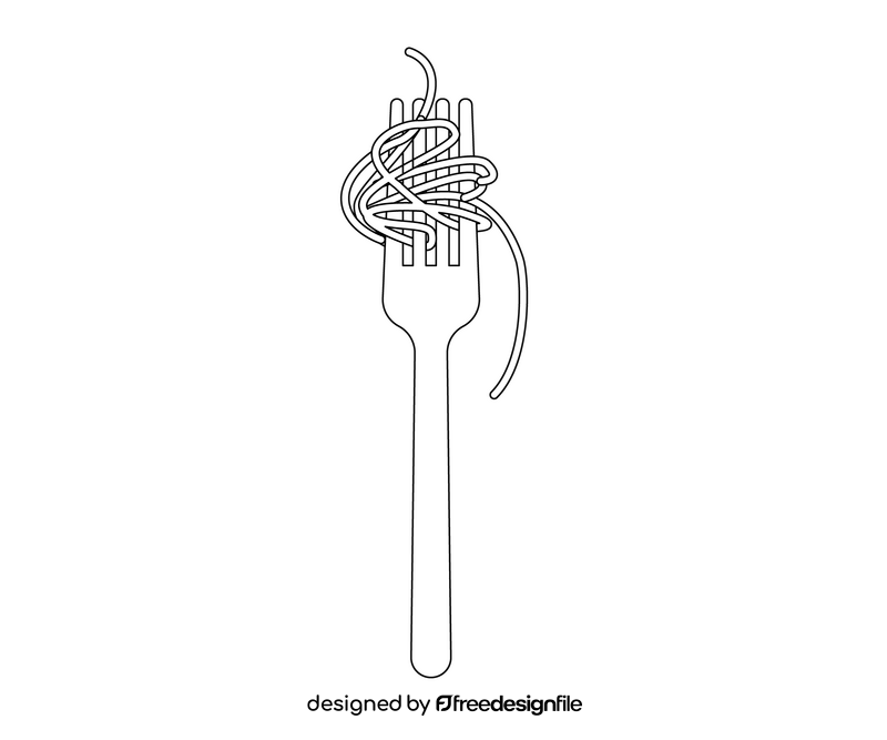 Spaghetti noodle black and white clipart