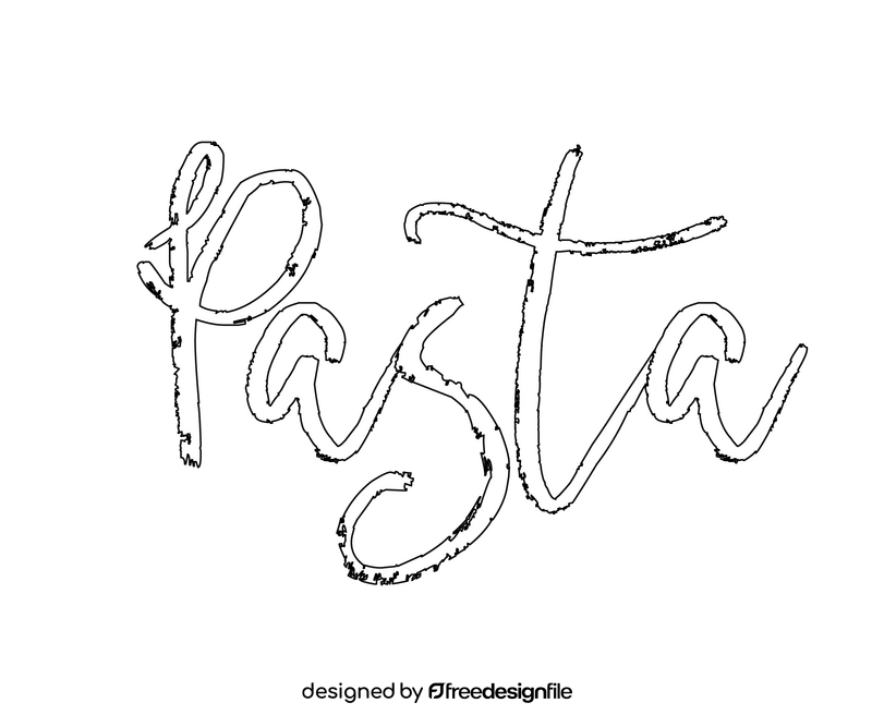 Pasta text black and white clipart