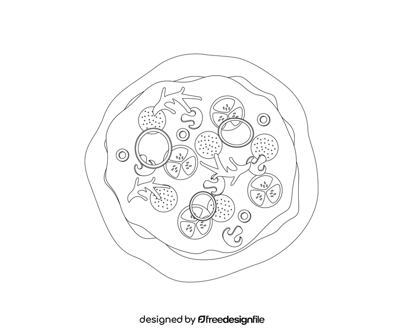 Salami pizza free black and white clipart