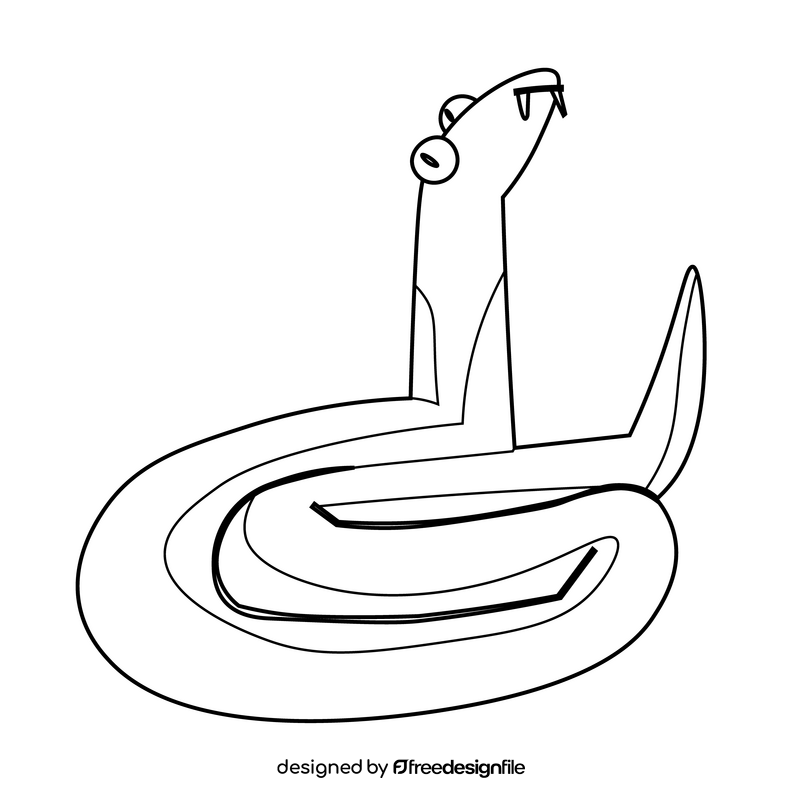 Green snake cartoon drawing black and white clipart