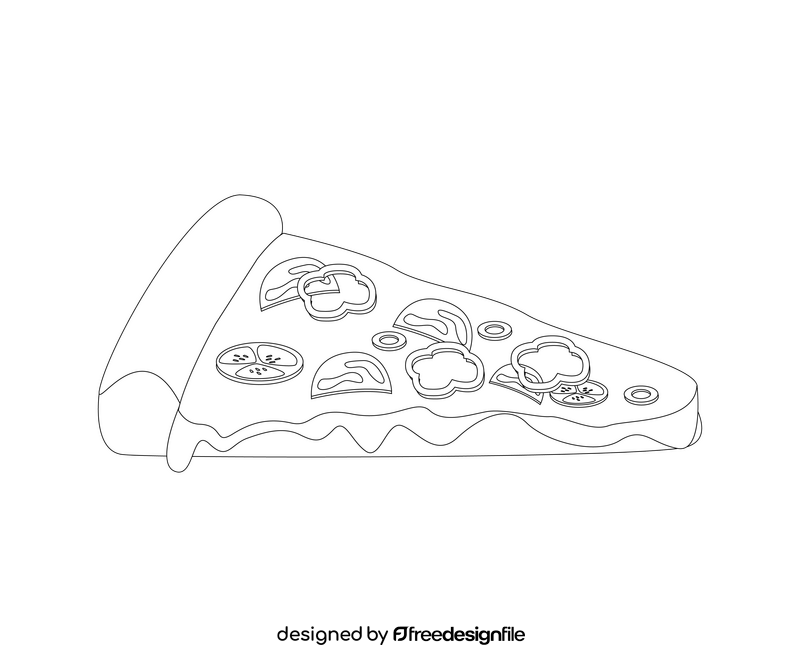 Slice of pizza black and white clipart