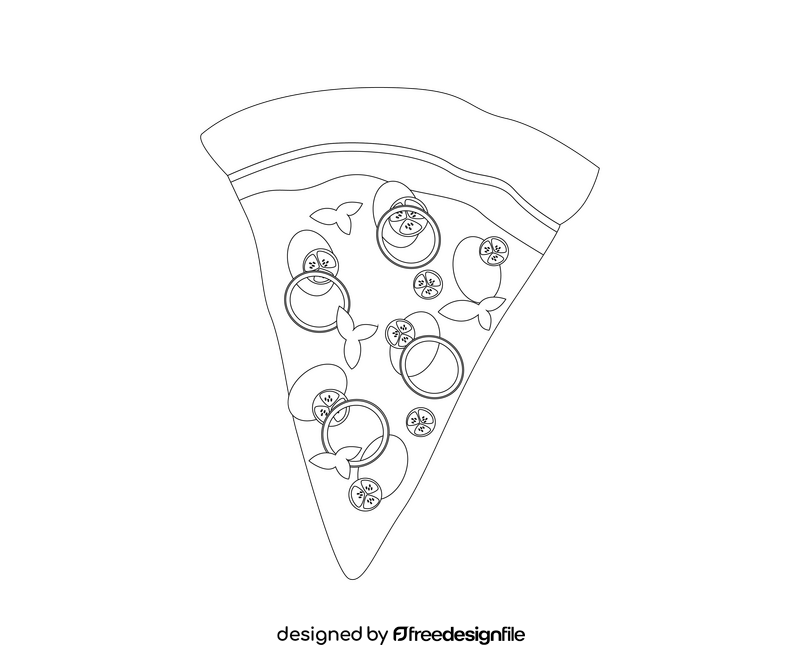 Slice of pizza drawing black and white clipart