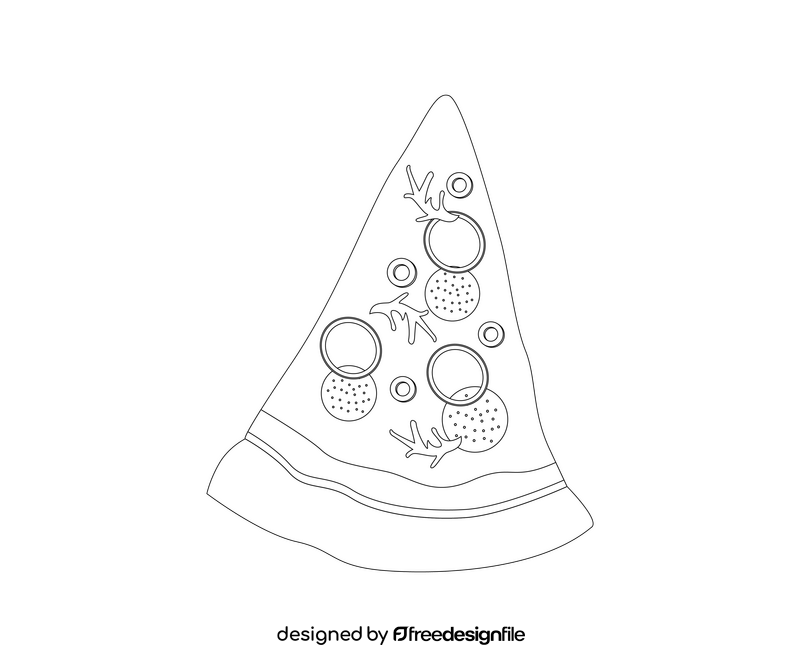 Margherita pizza slice black and white clipart