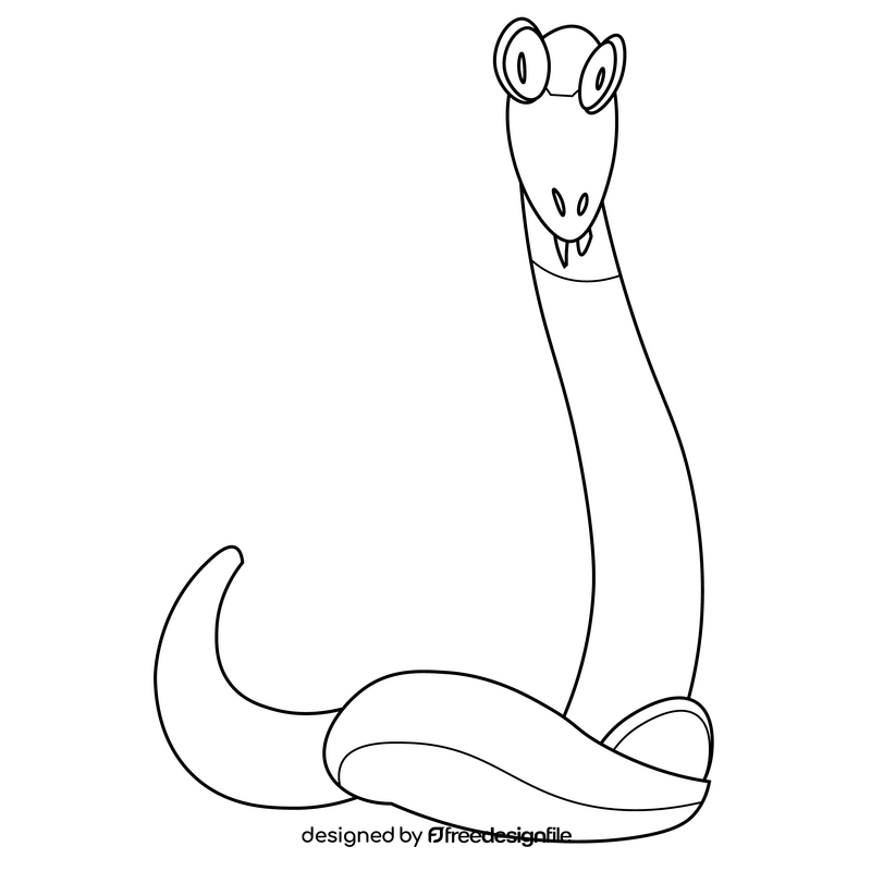 Cartoon snake long drawing black and white clipart