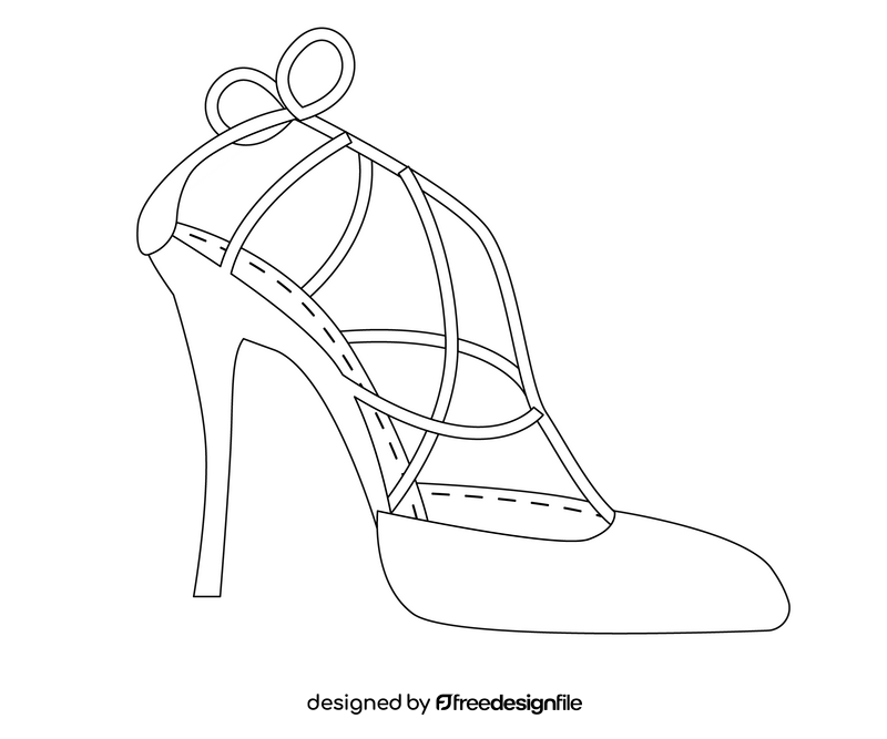 Open toed shoes black and white clipart