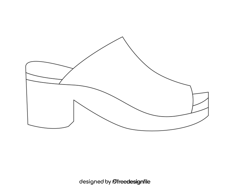 Mules shoes black and white clipart