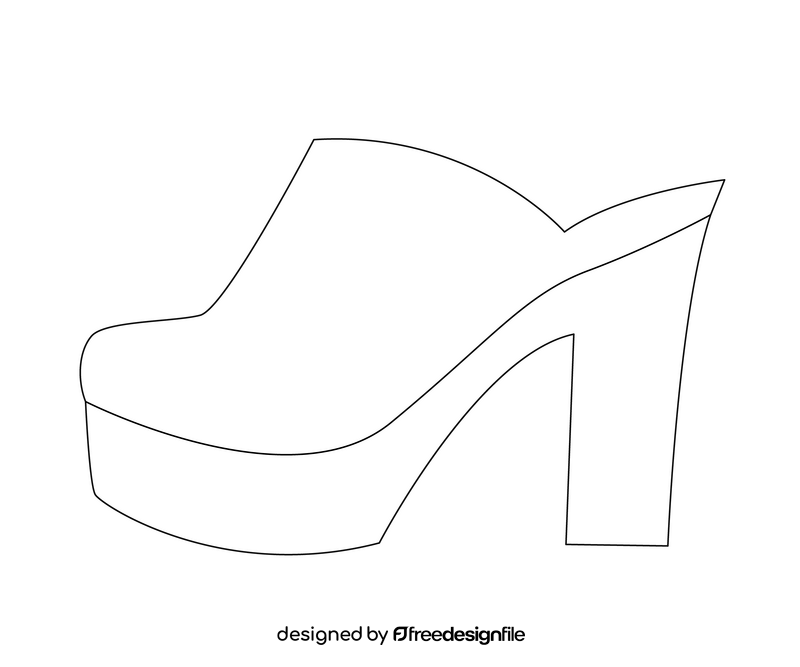 Cartoon women shoes black and white clipart