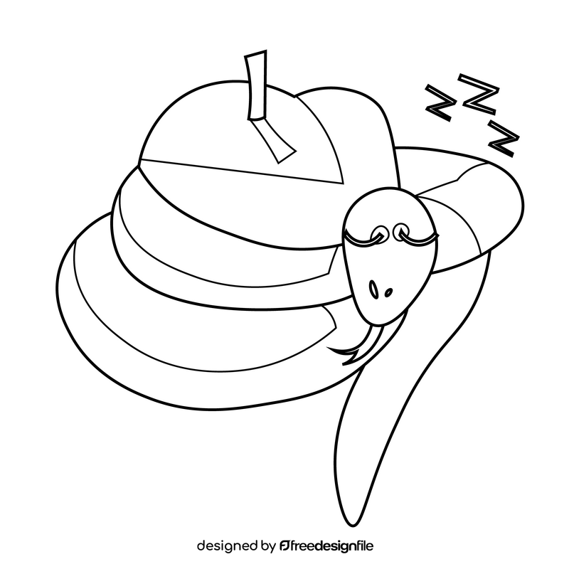Printable snake sleeping black and white clipart
