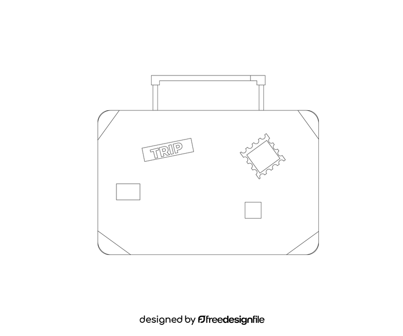 Travel luggage cartoon black and white clipart