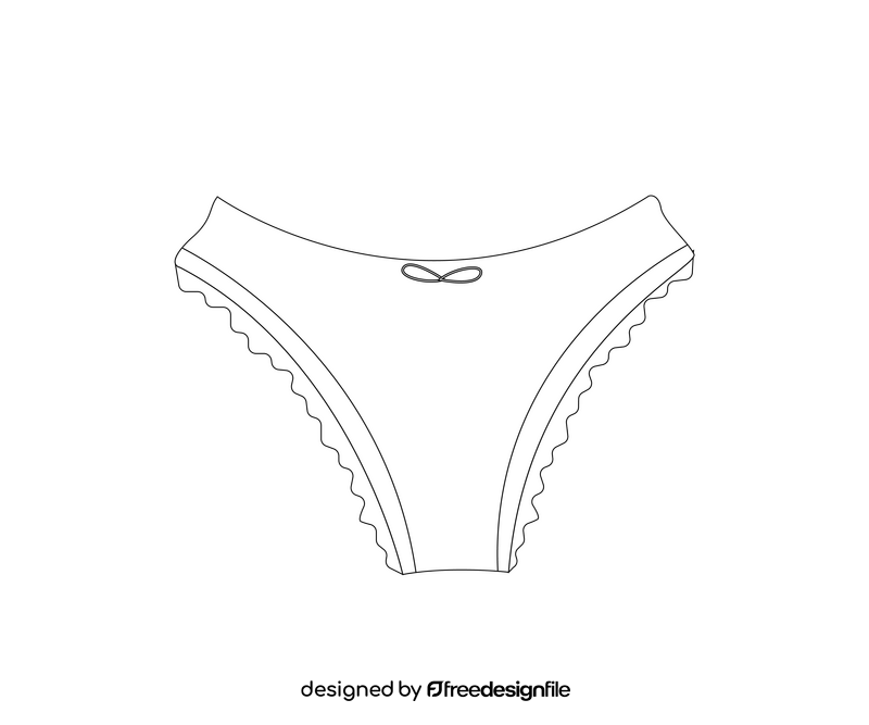 Women panties drawing black and white clipart