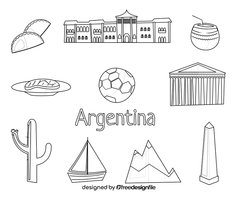 Argentina icons set black and white vector