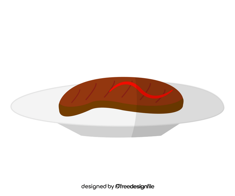 Grilled steak on plate clipart