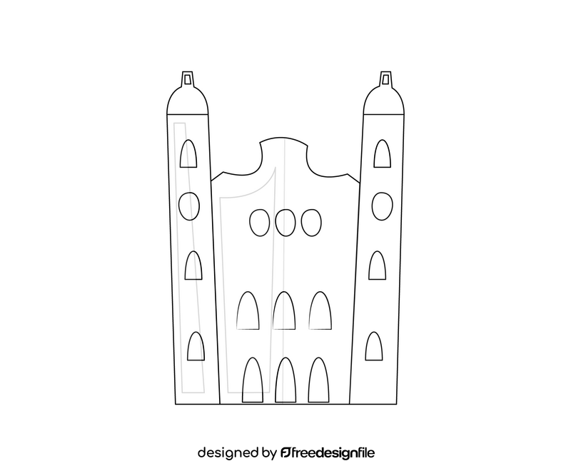 Innsbruck Cathedral, Austria black and white clipart