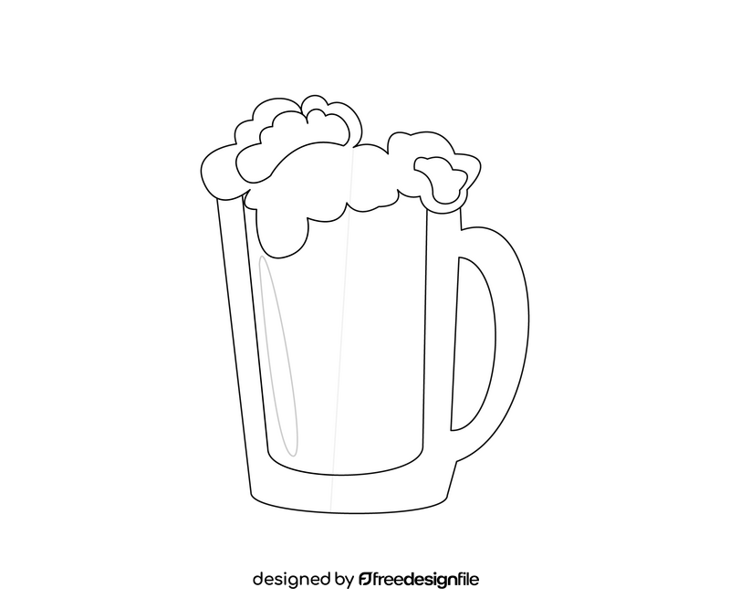 Beer mug cartoon black and white clipart